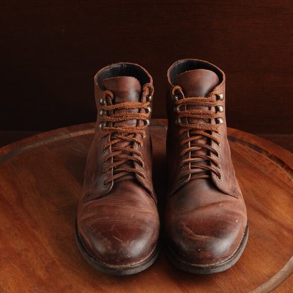 Rhodes Boots Mens SZ 10 Brown Dean Plain Toe Leather Ankle Heritage Classic READ main image 12